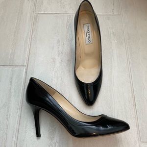 jimmy choo black leather pumps